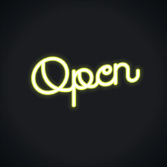 open and closed text neon sign