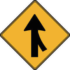 The traffic sign merges with the right lane.