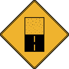 Road sign, the end of the road surface.