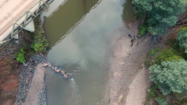 Drone footage over the Thompson River in Walhalla, Gippsland, Australia