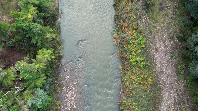 Drone footage over the Thompson River in Walhalla, Gippsland, Australia
