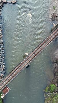 Drone footage over the Thompson River in Walhalla, Gippsland, Australia