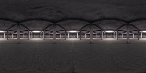 8K HDRI map, spherical environment panorama background, high contrast interior light source rendering, industrial hall background (3d equirectangular render)
