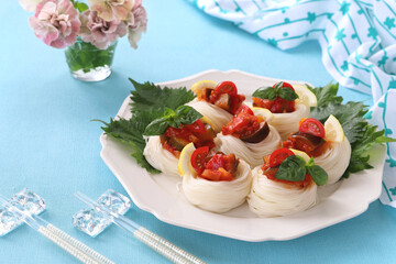 冷製ラタトゥイユそうめん　アレンジそうめん　そうめんアレンジ