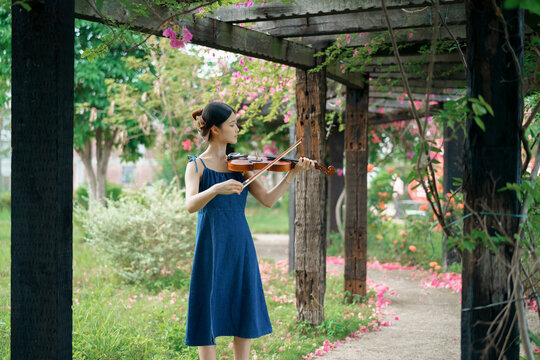 girl is playing the violin