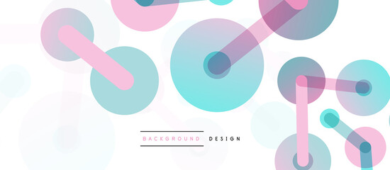 Line points connections geometric abstract background. Circles connected by lines. Trendy techno business template for wallpaper, banner, background or landing