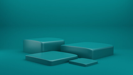 3d Green teal podium with minimalist background