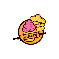 Bakery cupcake design logo vector template.
