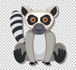 Cute lemur in flat cartoon style