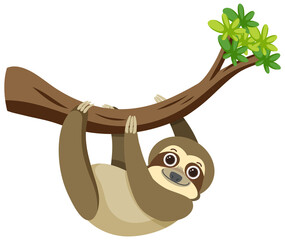 Cute sloth in flat cartoon style © blueringmedia