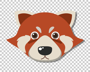 Cute red raccoon head in flat cartoon style