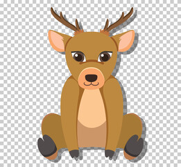 Cute deer in flat cartoon style