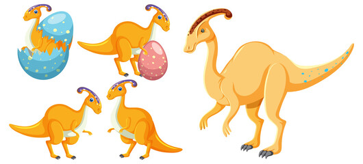 Isolated cute dinosaurs cartoon characters
