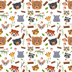 Obraz na płótnie Canvas Cute animals seamless pattern