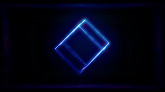 Neon light Cube VJ Loop. Endless hi-tech background. Video 3D animation - Ultra HD 4k 