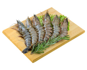 raw shrimp fish on cutting board