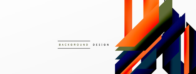 Minimal geometric abstract background. Dynamic 3d lines composition. Trendy techno business template for wallpaper, banner, background or landing