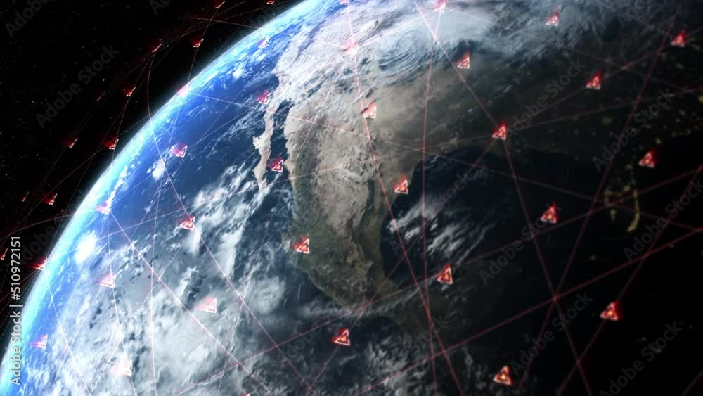 Poster Global Positioning System GPS of navigation satellites or satnav transmit data coverage around planet Earth