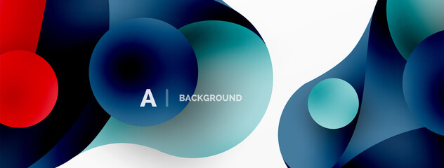 Geometric round shapes and circles abstract background. Wallpaper for concept of AI technology, blockchain, communication, 5G, science, business