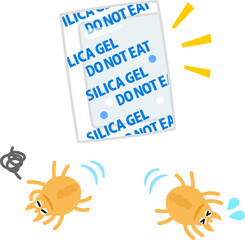 シリカゲルと逃げていくダニ