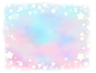 星のフレームイラスト　虹色水彩