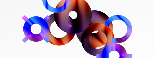 Minimal geometric abstract background. Circle, line and round shapes design. Trendy techno business template for wallpaper, banner, background or landing