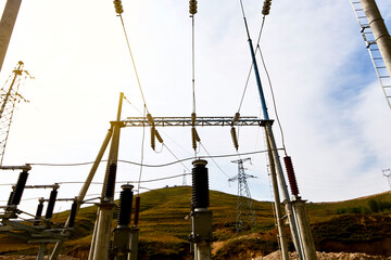 High-voltage wire transmission hub power station