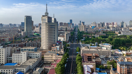 Fototapeta na wymiar Architectural Landscape of Changchun City, China-Renmin Street, Changchun City