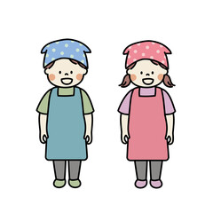 エプロンを着ている子ども