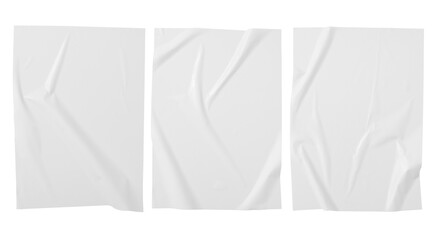 white paper wrinkled poster template set. blank paper sheet mockup for design