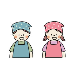 エプロンを着ている子ども