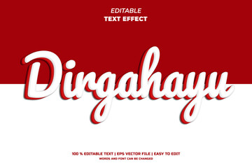 Indonesia dirgahayu text style, editable text effect template vector illustration