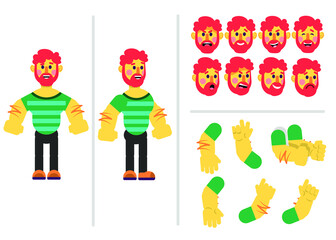 Big guy flat vector character for animation. 