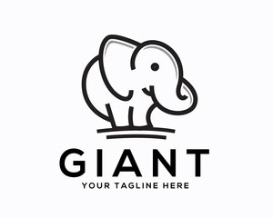 stand line art elephant logo symbol design template illustration inspiration