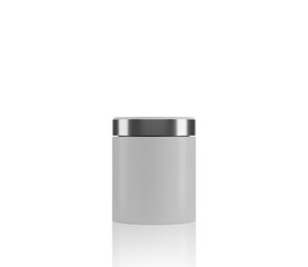 white plastic cosmetic jar for cream.  Blank white mockup cosmetic jar for cosmetic product isolated on white background.  3d render illustration