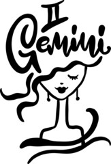 Zodiac sign Gemini girl sketch. Abstract vector illustration.