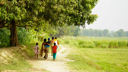 farmer family in the farm bihar ; India