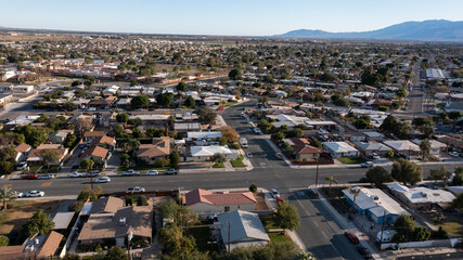 Afternoon view of the downtown urban core of Coachella, California, USA. - obrazy, fototapety, plakaty