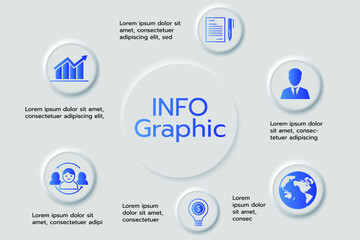 Infographic template for Business, Neumorphism Style.