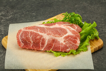 Raw pork meat neck steack
