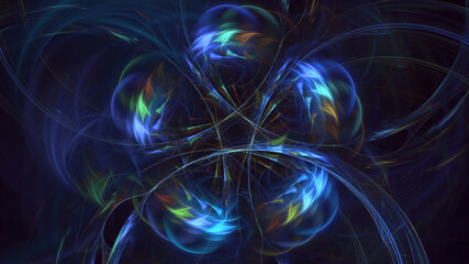 3D rendering abstract blue fractal light background