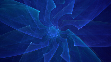 3D rendering abstract blue fractal light background