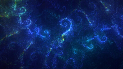 3D rendering abstract blue fractal light background
