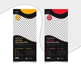 Restaurant fast food today's special delicious burger or rack card menu dl flyer template.