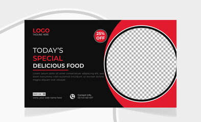 Restaurant fast food today's special delicious youtube thumbnail business and web banner template design.