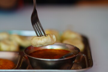yummy momos with chilli shoes