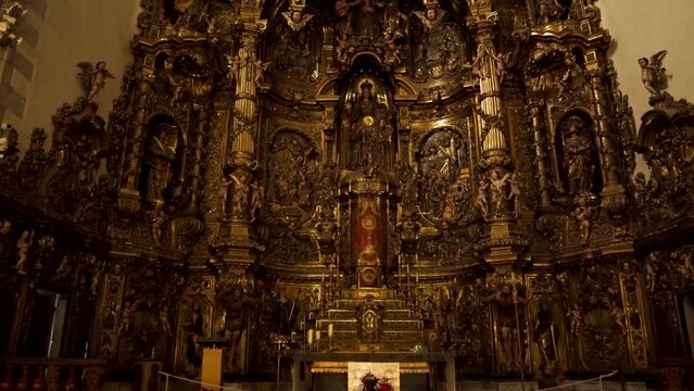 Church of Santa Maria in Cadaques. The interior of the church in the Spanish city of Cadaqu&eacute;s.
Ancient church sculptures in the temple. Holy place. Coastal city of Cadaqu&eacute;s in Spain.