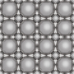 Metallic chrome spheres with shadows and reflections in rows and columns. Seamless repeating pattern for background or backdrop. 3d illustration