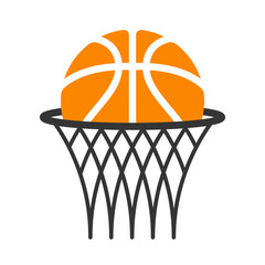 basketball in net vector illustration logo icon 