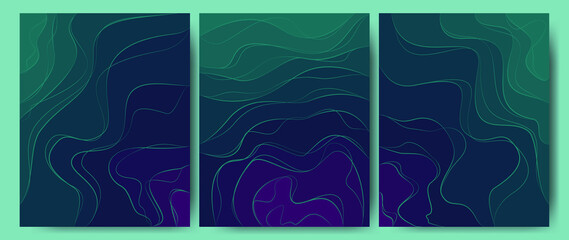 3d, abstract, aqua, aquarium, art, backdrop, Paper cut Abstract art background with green and purple colors. Precious stones. Template design with wavy lines. Great for covers, fabric prints, wallpape